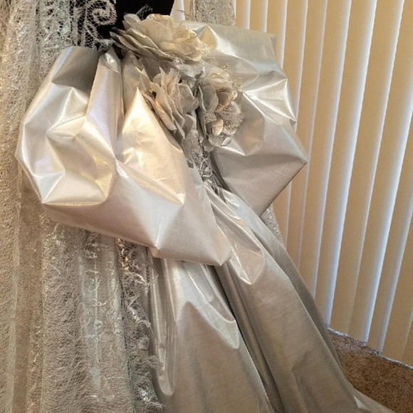 RAJATA Silver Lace & Lame' Nymph Wedding Ballgown - Picture 6 of 8